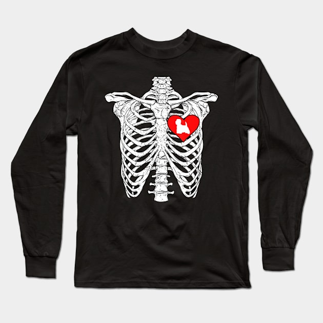 Skeleton Rib Cage Westie West Highland Terrier Dog Halloween Long Sleeve T-Shirt by SabraAstanova